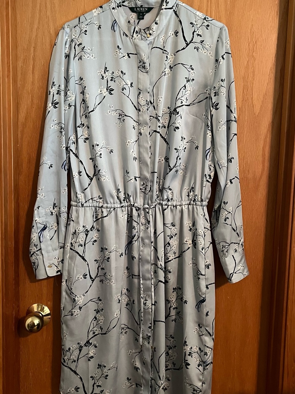 Lauren Ralph Lauren Sky Blue Floral Long-Sleeve Shirt Dress